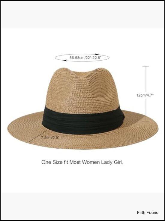 Women\'s Adjustable Straw Sun Hat UPF50+ Foldable Packable Beach Fedora main image 4